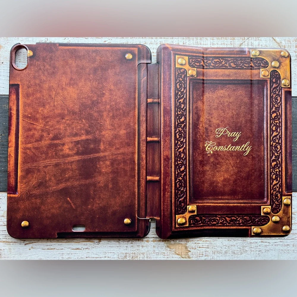 iPad Air 4th/5th Gen Flip Case Magnetic Close “Old Leather Book” Pray Constantly